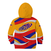 Venezuela Kid Hoodie with Yellow Red Blue Flag Stripe Wave Spirit
