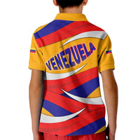 Venezuela Kid Polo Shirt with Yellow Red Blue Flag Stripe Wave Spirit