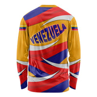 Venezuela Long Sleeve Shirt with Yellow Red Blue Flag Stripe Wave Spirit