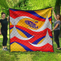 Venezuela Quilt with Yellow Red Blue Flag Stripe Wave Spirit