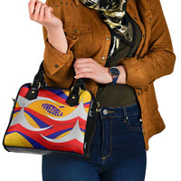Venezuela Shoulder Handbag with Yellow Red Blue Flag Stripe Wave Spirit