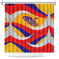 Venezuela Shower Curtain with Yellow Red Blue Flag Stripe Wave Spirit