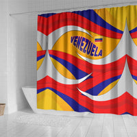 Venezuela Shower Curtain with Yellow Red Blue Flag Stripe Wave Spirit