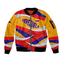 Venezuela Sleeve Zip Bomber Jacket with Yellow Red Blue Flag Stripe Wave Spirit