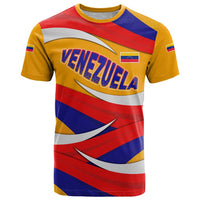 Venezuela T Shirt with Yellow Red Blue Flag Stripe Wave Spirit