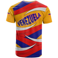Venezuela T Shirt with Yellow Red Blue Flag Stripe Wave Spirit
