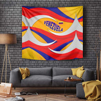 Venezuela Tapestry with Yellow Red Blue Flag Stripe Wave Spirit