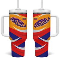 Venezuela Tumbler With Handle with Yellow Red Blue Flag Stripe Wave Spirit