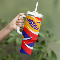 Venezuela Tumbler With Handle with Yellow Red Blue Flag Stripe Wave Spirit