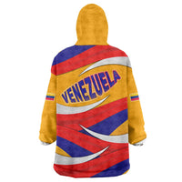 Venezuela Wearable Blanket Hoodie with Yellow Red Blue Flag Stripe Wave Spirit