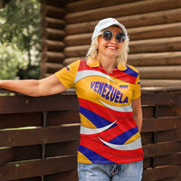 Venezuela Women Polo Shirt with Yellow Red Blue Flag Stripe Wave Spirit