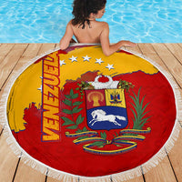 Venezuela Beach Blanket with National Coat of Arms Flag Map Spirit