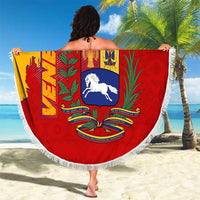Venezuela Beach Blanket with National Coat of Arms Flag Map Spirit