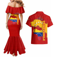 Venezuela Couples Matching Mermaid Dress and Hawaiian Shirt with National Coat of Arms Flag Map Spirit