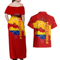 Venezuela Couples Matching Off Shoulder Maxi Dress and Hawaiian Shirt with National Coat of Arms Flag Map Spirit