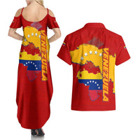 Venezuela Couples Matching Summer Maxi Dress and Hawaiian Shirt with National Coat of Arms Flag Map Spirit