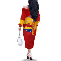 Venezuela Family Matching Off The Shoulder Long Sleeve Dress and Hawaiian Shirt with National Coat of Arms Flag Map Spirit