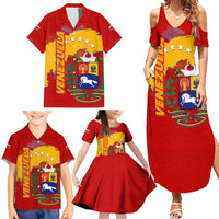 Venezuela Family Matching Summer Maxi Dress and Hawaiian Shirt with National Coat of Arms Flag Map Spirit