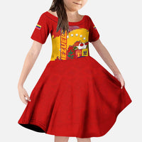 Venezuela Kid Short Sleeve Dress with National Coat of Arms Flag Map Spirit