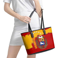 Venezuela Leather Tote Bag with National Coat of Arms Flag Map Spirit