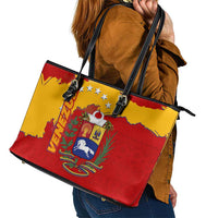 Venezuela Leather Tote Bag with National Coat of Arms Flag Map Spirit