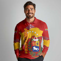 Venezuela Long Sleeve Polo Shirt with National Coat of Arms Flag Map Spirit