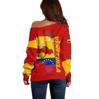 Venezuela Off Shoulder Sweater with National Coat of Arms Flag Map Spirit