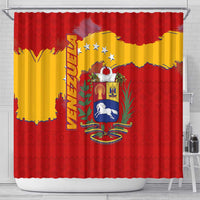 Venezuela Shower Curtain with National Coat of Arms Flag Map Spirit