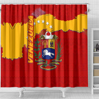 Venezuela Shower Curtain with National Coat of Arms Flag Map Spirit