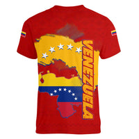 Venezuela Women V-Neck T-Shirt with National Coat of Arms Flag Map Spirit