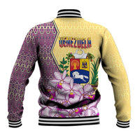 Venezuela Baseball Jacket with National Bird Orchid Flower Coat of Arms Spirit