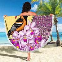 Venezuela Beach Blanket with National Bird Orchid Flower Coat of Arms Spirit
