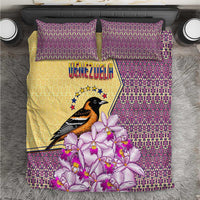Venezuela Bedding Set with National Bird Orchid Flower Coat of Arms Spirit