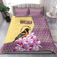 Venezuela Bedding Set with National Bird Orchid Flower Coat of Arms Spirit