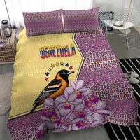 Venezuela Bedding Set with National Bird Orchid Flower Coat of Arms Spirit