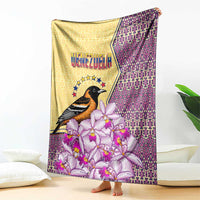 Venezuela Blanket with National Bird Orchid Flower Coat of Arms Spirit