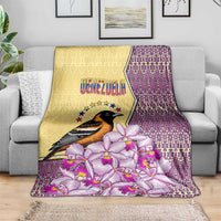 Venezuela Blanket with National Bird Orchid Flower Coat of Arms Spirit