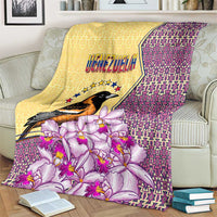 Venezuela Blanket with National Bird Orchid Flower Coat of Arms Spirit