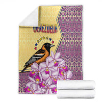 Venezuela Blanket with National Bird Orchid Flower Coat of Arms Spirit