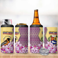 Venezuela 4 in 1 Can Cooler Tumbler with National Bird Orchid Flower Coat of Arms Spirit