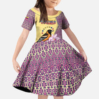 Venezuela Family Matching Off Shoulder Maxi Dress and Hawaiian Shirt with National Bird Orchid Flower Coat of Arms Spirit