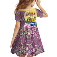 Venezuela Family Matching Off Shoulder Maxi Dress and Hawaiian Shirt with National Bird Orchid Flower Coat of Arms Spirit