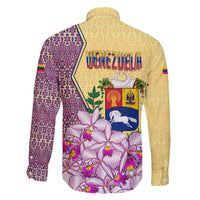 Venezuela Family Matching Puletasi and Hawaiian Shirt with National Bird Orchid Flower Coat of Arms Spirit