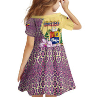 Venezuela Family Matching Summer Maxi Dress and Hawaiian Shirt with National Bird Orchid Flower Coat of Arms Spirit