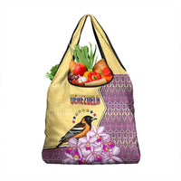 Venezuela Grocery Bag with National Bird Orchid Flower Coat of Arms Spirit