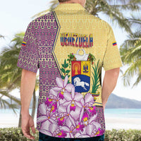 Venezuela Hawaiian Shirt with National Bird Orchid Flower Coat of Arms Spirit
