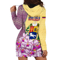 Venezuela Hoodie Dress with National Bird Orchid Flower Coat of Arms Spirit