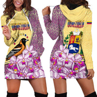Venezuela Hoodie Dress with National Bird Orchid Flower Coat of Arms Spirit
