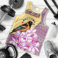 Venezuela Men Tank Top with National Bird Orchid Flower Coat of Arms Spirit
