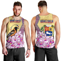 Venezuela Men Tank Top with National Bird Orchid Flower Coat of Arms Spirit